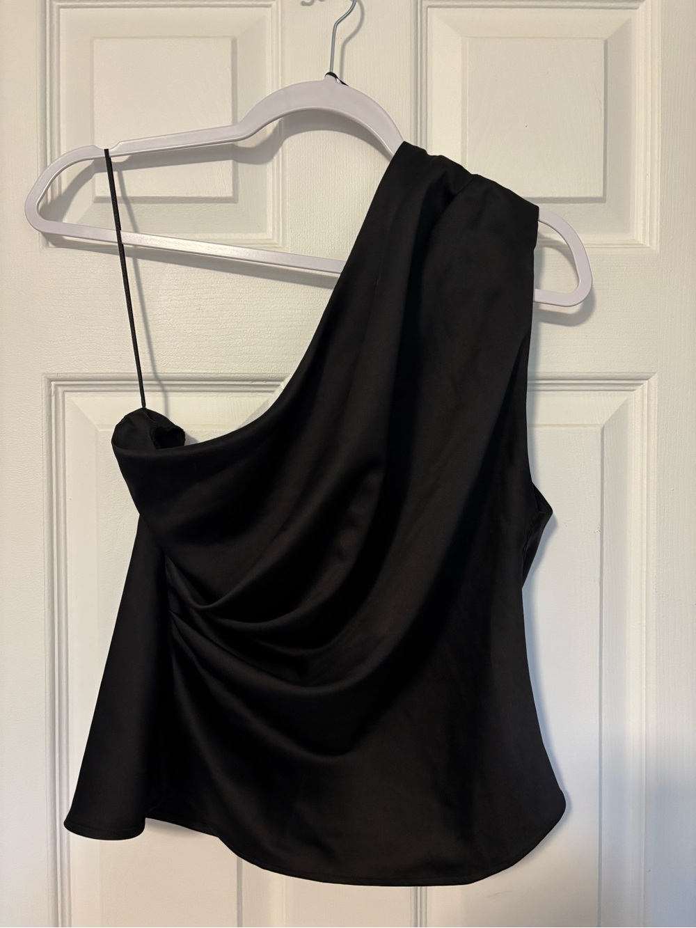 Dynamite Black One-Shoulder Draped Camisole
